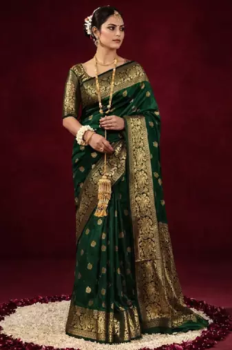 Paisley zari silk blend kanjeevaram saree