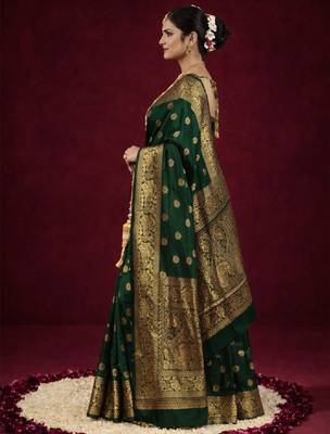 Paisley zari silk blend kanjeevaram saree 2