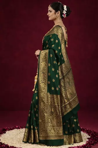 Paisley zari silk blend kanjeevaram saree