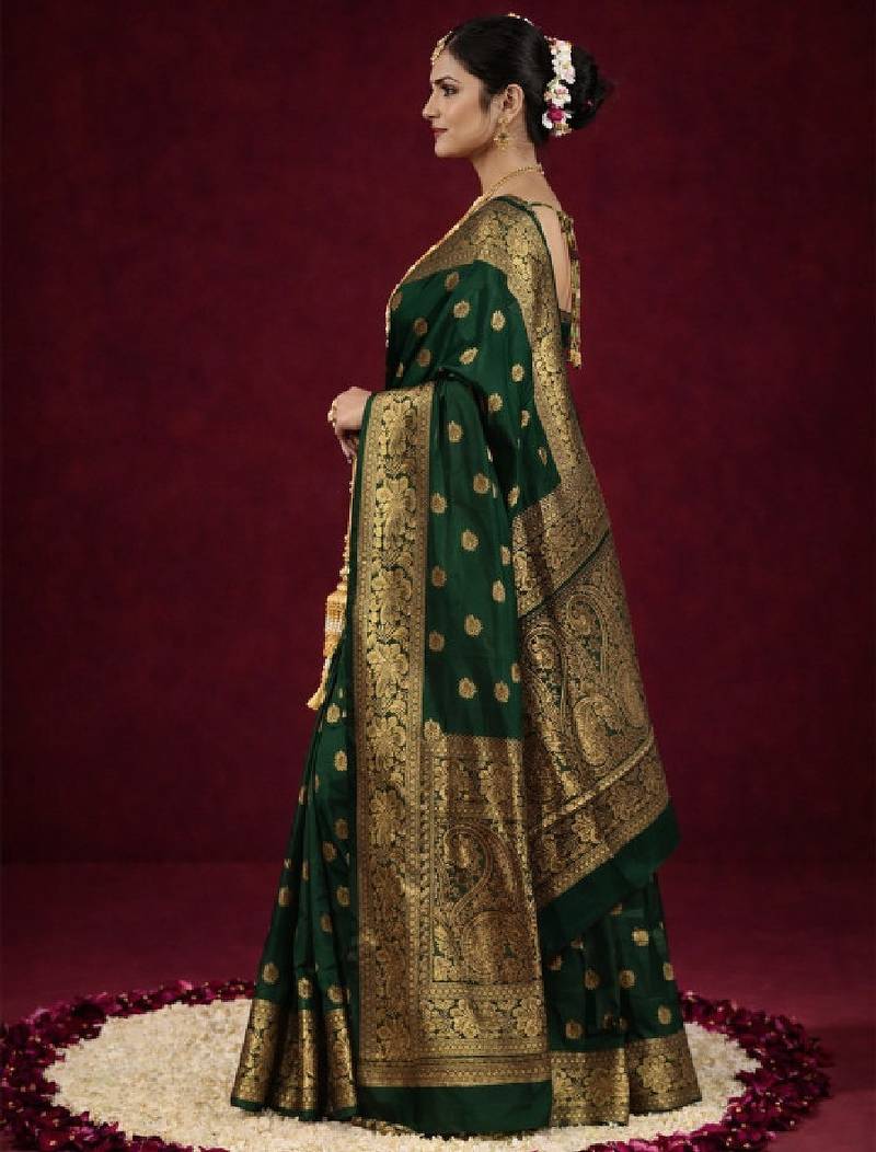 Paisley zari silk blend kanjeevaram saree