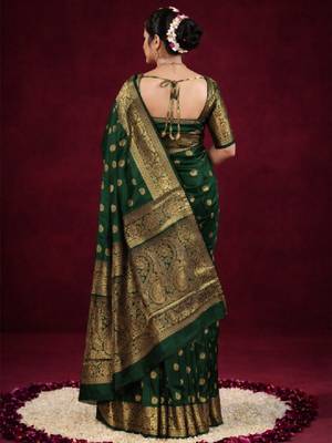Paisley zari silk blend kanjeevaram saree 3
