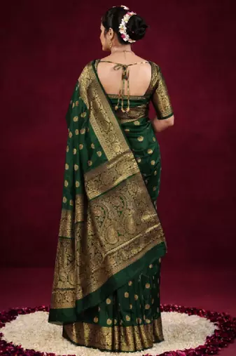 Paisley zari silk blend kanjeevaram saree