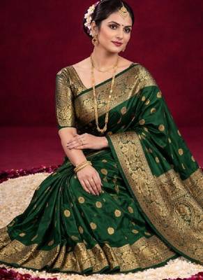 Paisley zari silk blend kanjeevaram saree 4