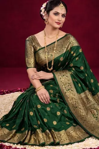 Paisley zari silk blend kanjeevaram saree