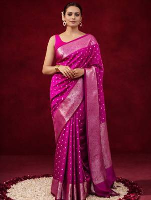 Woven design zari silk blend kanjeevaram saree 1