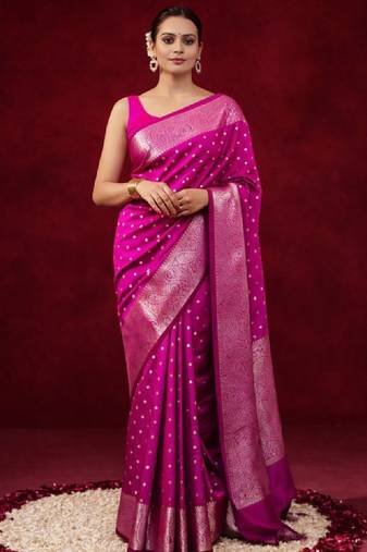Woven design zari silk blend kanjeevaram saree