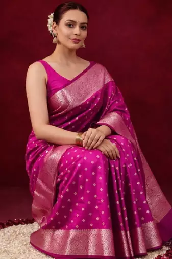Woven design zari silk blend kanjeevaram saree