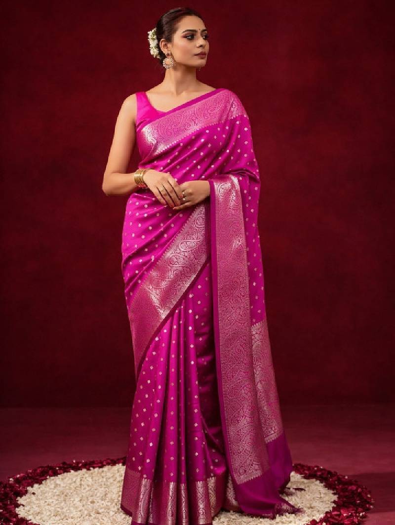 Woven design zari silk blend kanjeevaram saree