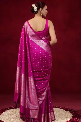 Woven design zari silk blend kanjeevaram saree