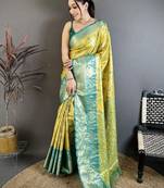 Woven design kanjeevaram sarees with unstitched blouse piece