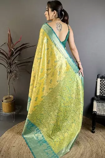 Woven design kanjeevaram sarees with unstitched blouse piece