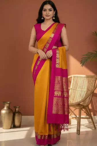 Woven design zari pure cotton kanjeevaram saree
