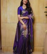 Woven design zari silk blend heavy work kanjeevaram saree