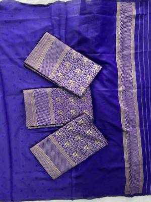 Woven design zari silk blend heavy work kanjeevaram saree 4