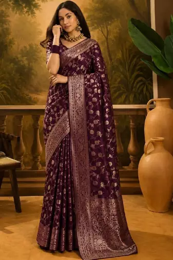 Woven design zari silk blend kanjeevaram saree