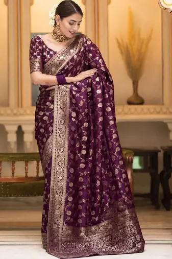 Woven design zari silk blend kanjeevaram saree