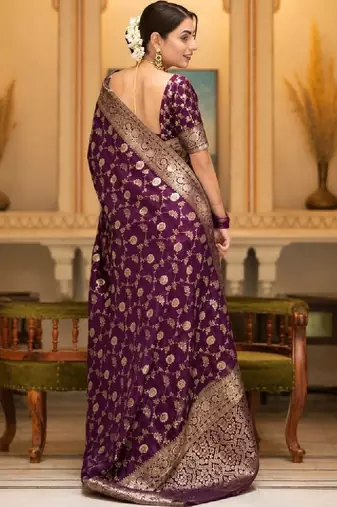 Woven design zari silk blend kanjeevaram saree