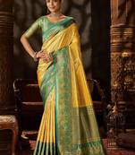 Women floral zari pure silk heavy work kanjeevaram saree