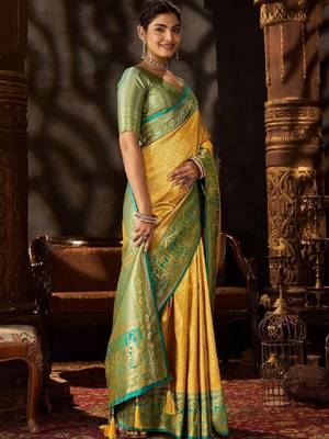 Women floral zari pure silk heavy work kanjeevaram saree 3
