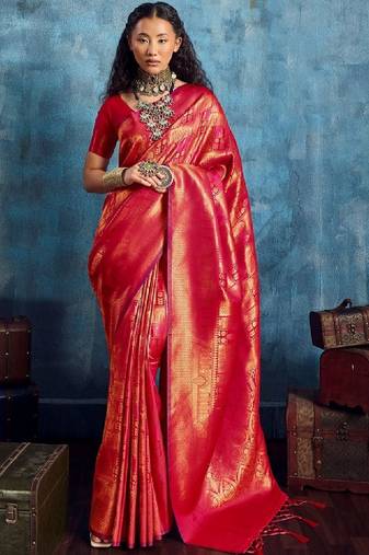 Woven design kanjeevaram saree with blouse piece