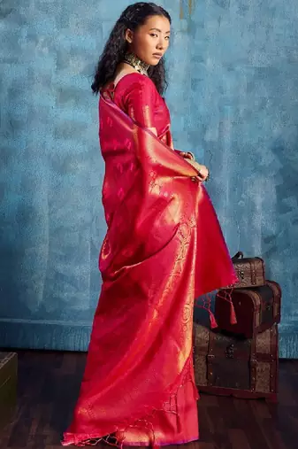 Woven design kanjeevaram saree with blouse piece