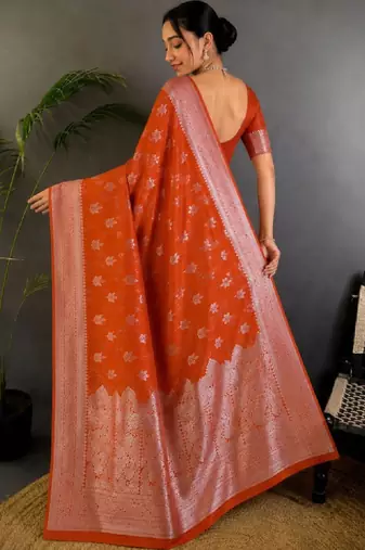 Floral zari art silk designer kanjeevaram saree
