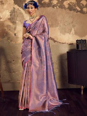 Woven design kanjeevaram saree with blouse piece 1