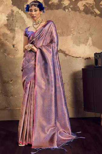 Woven design kanjeevaram saree with blouse piece