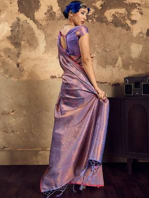 Woven design kanjeevaram saree with blouse piece 2