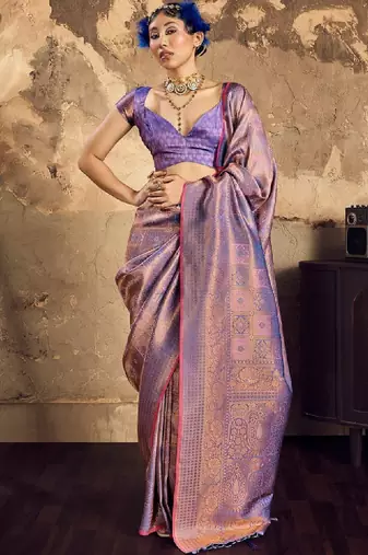 Woven design kanjeevaram saree with blouse piece