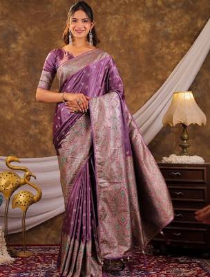 Woven design zari art silk designer kanjeevaram saree 1