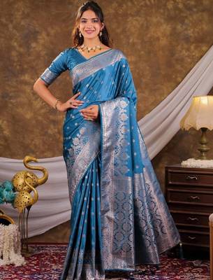 Woven design zari art silk designer kanjeevaram saree 1