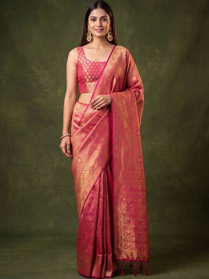 Woven design zari art silk kanjeevaram saree