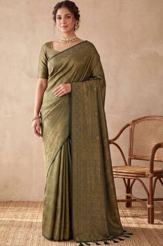 Woven design zari art silk kanjeevaram saree