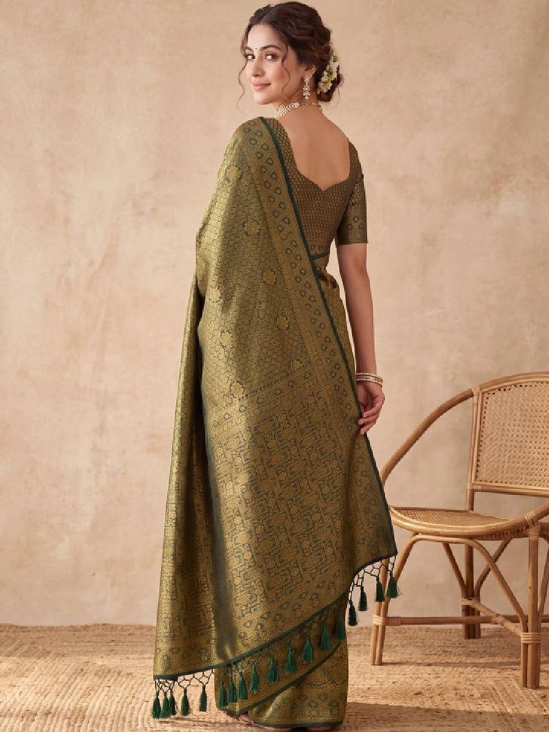 Woven design zari art silk kanjeevaram saree
