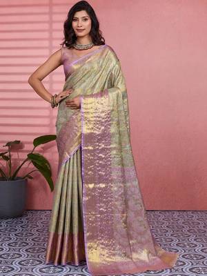 Woven design zari silk blend designer kanjeevaram saree 1