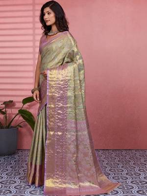 Woven design zari silk blend designer kanjeevaram saree 3