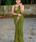Bandhani zari woven design kanjeevaram saree