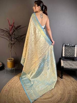 Woven design zari silk blend designer kanjeevaram saree 2