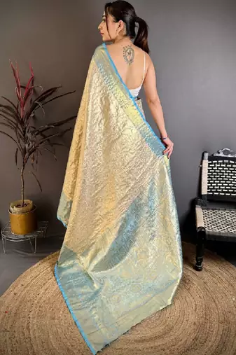 Woven design zari silk blend designer kanjeevaram saree