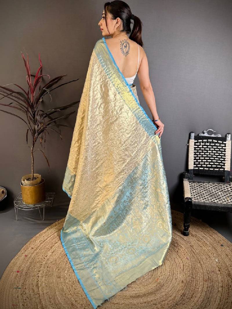 Woven design zari silk blend designer kanjeevaram saree