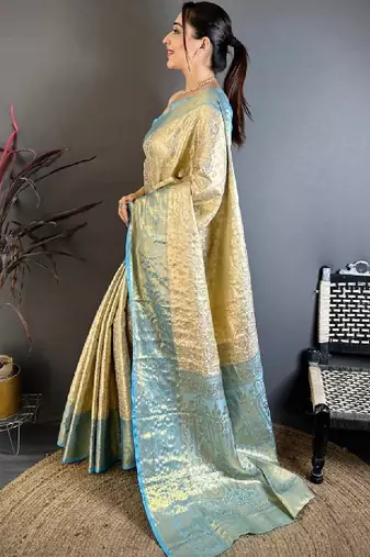 Woven design zari silk blend designer kanjeevaram saree