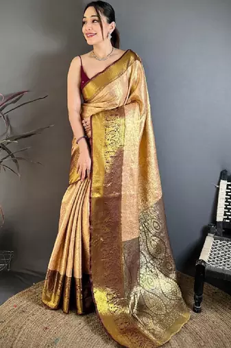 Woven design zari silk blend kanjeevaram saree