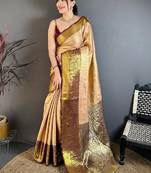 Woven design zari silk blend kanjeevaram saree