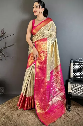 Woven design zari silk blend designer kanjeevaram saree