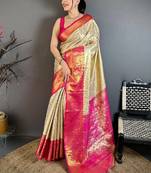 Woven design zari silk blend designer kanjeevaram saree
