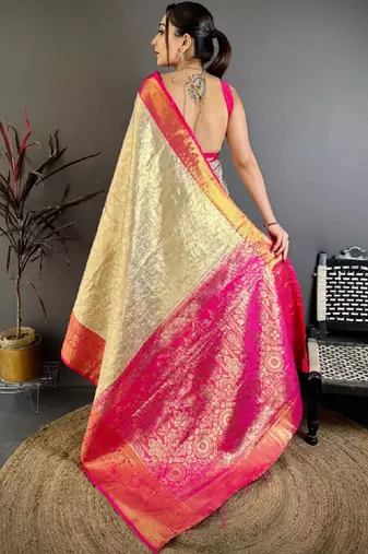 Woven design zari silk blend designer kanjeevaram saree