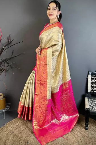 Woven design zari silk blend designer kanjeevaram saree