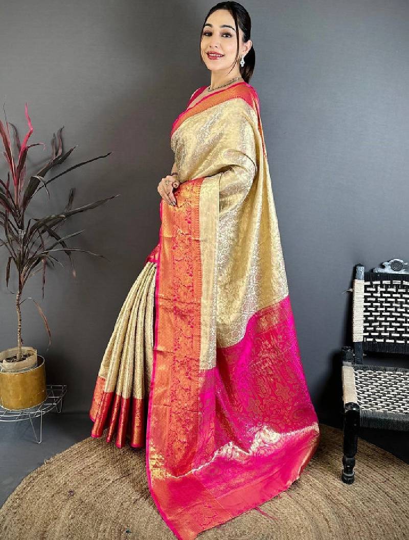 Woven design zari silk blend designer kanjeevaram saree