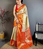 Woven design zari silk blend designer kanjeevaram saree